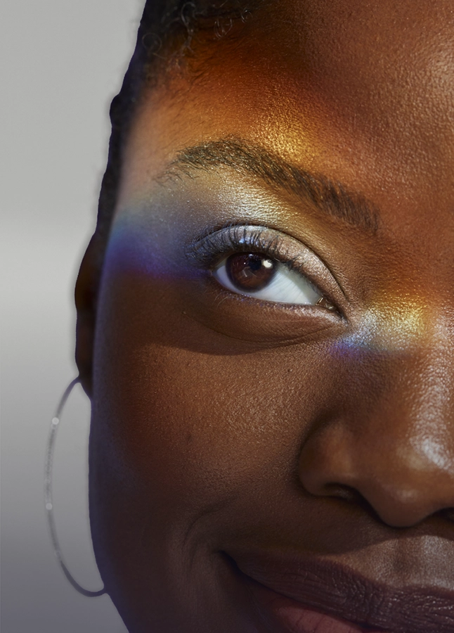 Close up of a woman using make up remover wipes and Lumify cleaning water