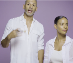 Male beauty specialist standing next to a woman